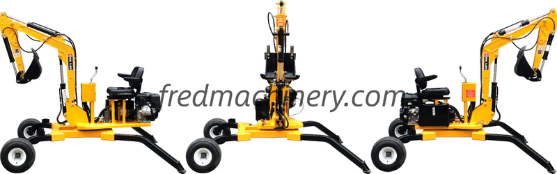 Towable Mobile Backhoe Digger with 360° Rotation